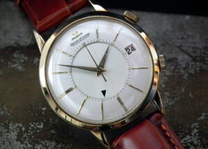 Just Beautiful 1961 Steel and Gold Large Size Jaeger le Coultre Memovox Gents Vintage Watch at Sonning Vintage Watches