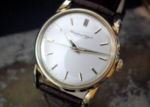 Stunning 1955 Solid 18ct Yellow Gold ‘Bombe’ Case IWC Gents Vintage Watch at Sonning Vintage Watches