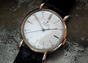 Stunning 1946 Oversize Steel and Rose Gold Rolex Precision Gents Vintage Watch at Sonning Vintage Watches